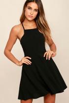 Lulus Call To Charms Black Skater Dress
