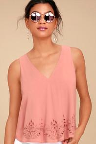 Lush Vacay Vision Blush Pink Lace Top
