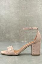 Report Pascal Light Pink Suede Pearl Ankle Strap Heels
