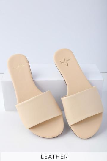 Tara Off White Nappa Leather Slide Sandal Heels | Lulus