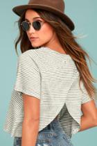 Billabong Wound Up Black And White Striped Crop Top