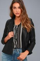 Coalition La Souped-up Black Vegan Leather Moto Jacket