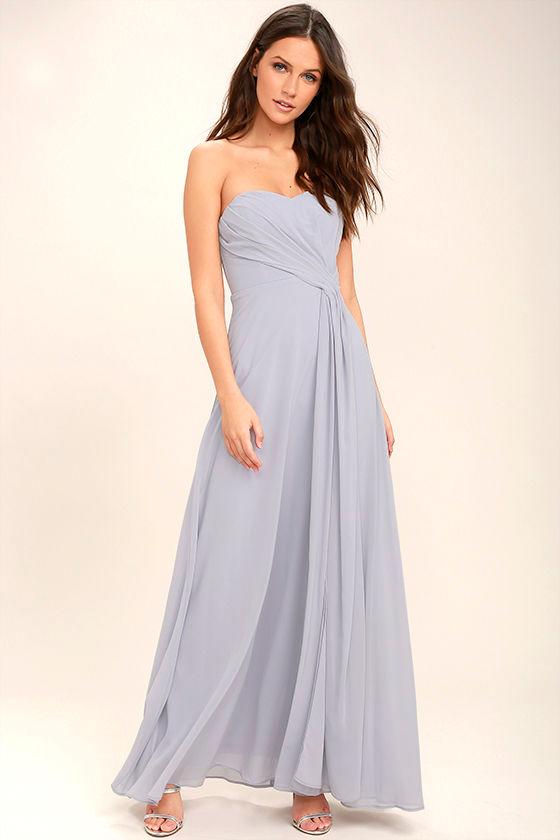 Cocolove Romantic Ballad Grey Strapless Maxi Dress | Lulus