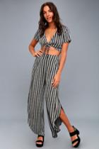 Grimaud Grey And Black Striped Two-piece Jumpsuit | Lulus