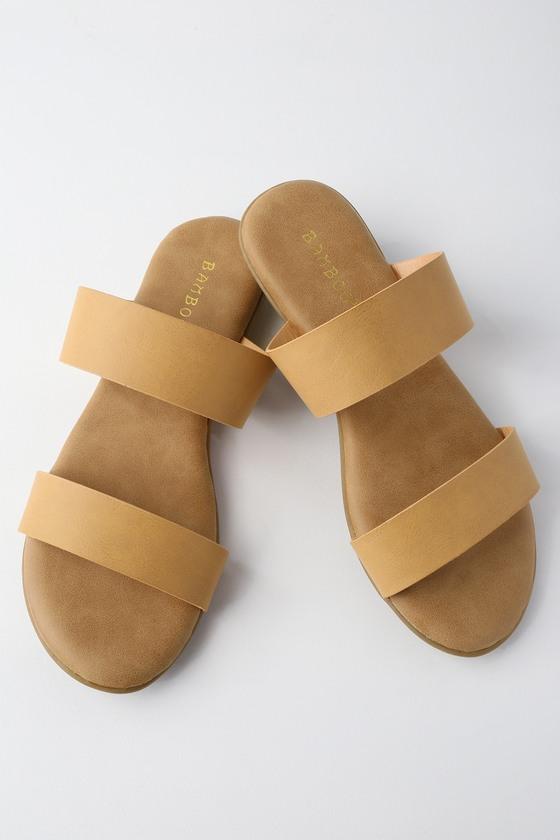Bamboo Oona Natural Slide Sandal Heels | Lulus