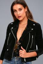 Lulus | Style Icon Black Velvet Moto Jacket | Size Small | 100% Polyester