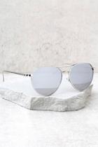 Lulus True Gem Silver Mirrored Aviator Sunglasses