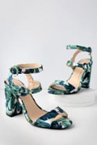 Qupid Terrace Green Multi Leaf Print Ankle Strap Heels | Lulus