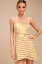 Central Park Yellow And White Striped Dress | Lulus