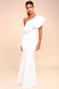 Lulus So Amazed White One-shoulder Maxi Dress