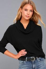 Z Supply Friend Of A Friend Black Cowl Neck Sweater Top