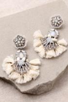 Lulus | Shine Your Light Silver And Cream Rhinestone Tassel Earrings | White