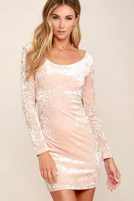 Lulus Deja Vu Blush Pink Velvet Bodycon Dress