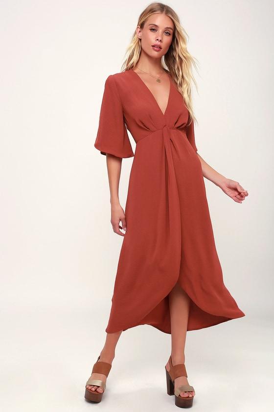 Gilli My Type Rust Red Midi Dress | Lulus