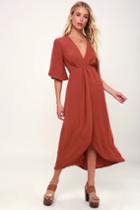 Gilli My Type Rust Red Midi Dress | Lulus