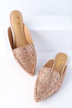 Joelle Rose Gold Glitter Loafer Slides | Lulus
