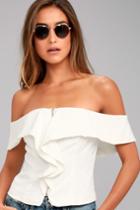 Vip Section White Off-the-shoulder Crop Top | Lulus