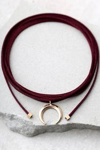Lulus Cosmic Dancer Gold And Burgundy Wrap Necklace