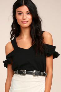 Lulus Keeper Of My Heart Black Off-the-shoulder Top