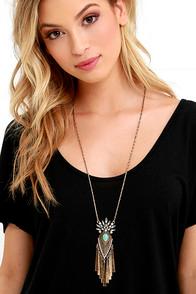 Lulu*s Chasing The Clouds Gold Rhinestone Pendant Necklace