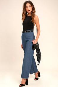 4 Si3nna My Moment Blue Chambray Wide-leg Pants