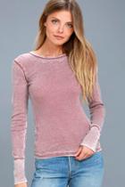 Project Social T Nolder Washed Mauve Long Sleeve Top