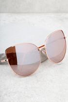 Lulus Queenie Rose Gold And Pink Mirrored Sunglasses