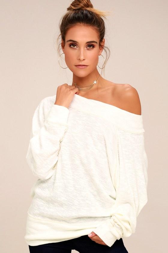 Free People Palisades White Off-the-shoulder Sweater Top | Lulus