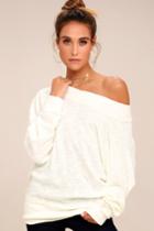 Free People Palisades White Off-the-shoulder Sweater Top | Lulus