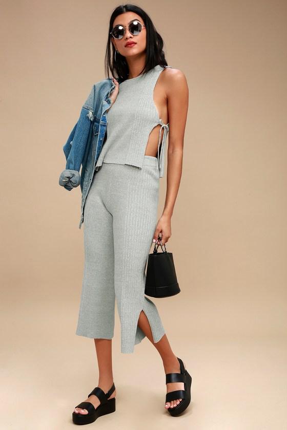 Written In The Sand Heather Grey Two-piece Culotte Jumpsuit | Lulus
