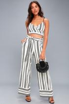 Lush Elspeth Black And White Striped Two-piece Jumpsuit | Lulus