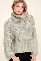 Lush Heart-to-heart Heather Grey Crop Sweater