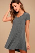 Lulus | Better Together Grey Shirt Dress | Size Medium