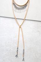 Lulus Ojai Silver And Beige Necklace Set
