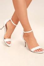 Breckelle's Jeana White Ankle Strap Heels