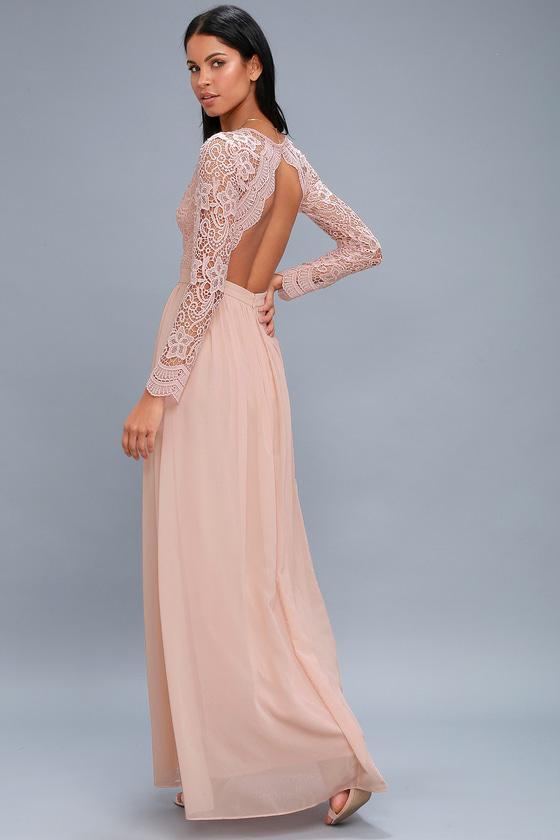 Awaken My Love Blush Pink Long Sleeve Lace Maxi Dress | Lulus