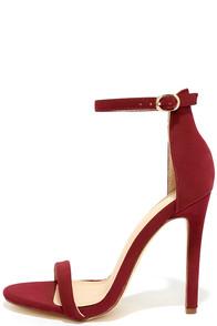 Lulus Almonaster Wine Nubuck Ankle Strap Heels
