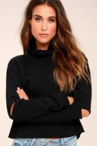 Rd Style Rd Style Play Along Black Cropped Turtleneck Sweatshirt | Size Medium | 100% Cotton | Lulus