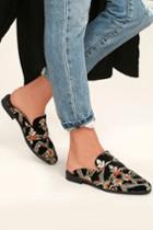 Free People | Brocade At Ease Black Embroidered Loafer Slides | Size 41/10.5 | Lulus