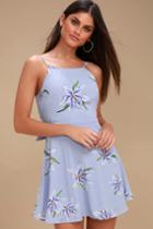 On The Vineyard Periwinkle Blue Floral Print Tie-back Dress | Lulus