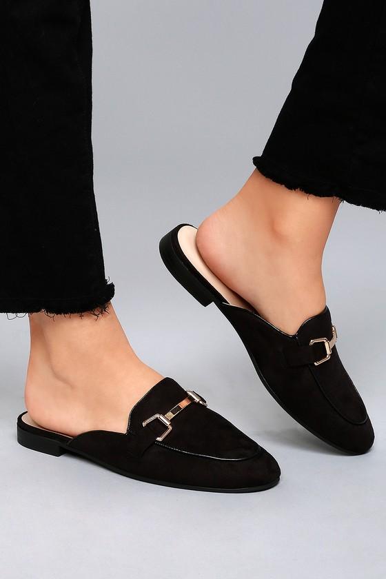 Paprika | Eliza Black Suede Loafer Slides | Size 10 | Vegan Friendly | Lulus
