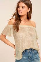 Lulus Stardom Gold Off-the-shoulder Top
