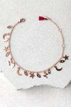 Shashi Moon Star Rose Gold Rhinestone Charm Bracelet