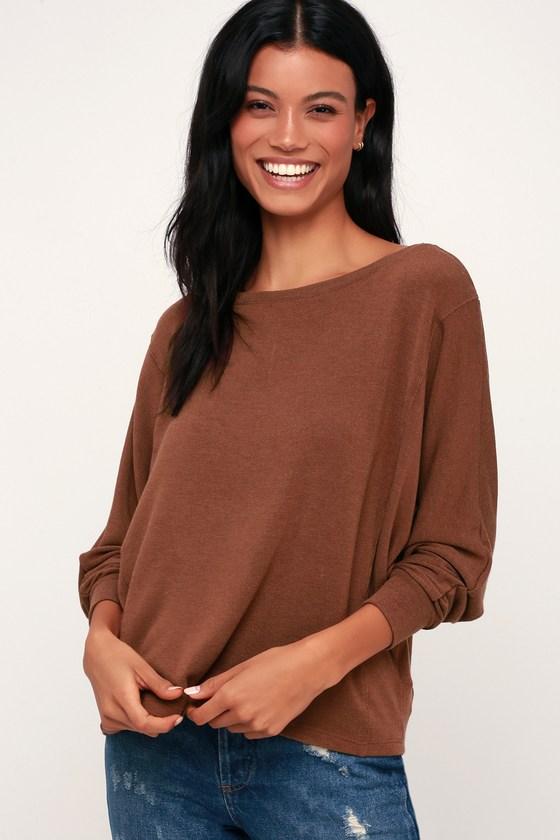Project Social T Corlyn Brown Long Sleeve Dolman Top | Lulus