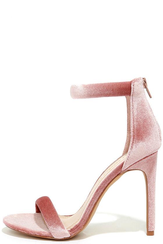 Shoe Republic La Everyday Celebration Mauve Velvet Ankle Strap Heels | Lulus