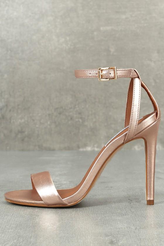 Steve Madden Lacey Rose Gold Leather Ankle Strap Heels | Lulus