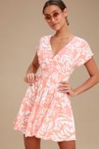 Minkpink Assam Peach Floral Print Button-up Dress | Lulus