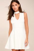 Lulus | Loving You Is Easy White Skater Dress | Size Small | 100% Polyester