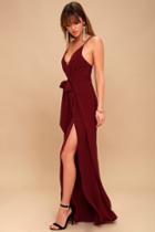 Lulus | Hype Dream Wine Red Backless Wide-leg Jumpsuit