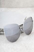 Lulus Queenie Silver And Grey Mirrored Sunglasses